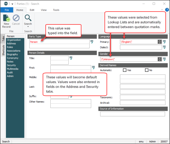 Adding default values